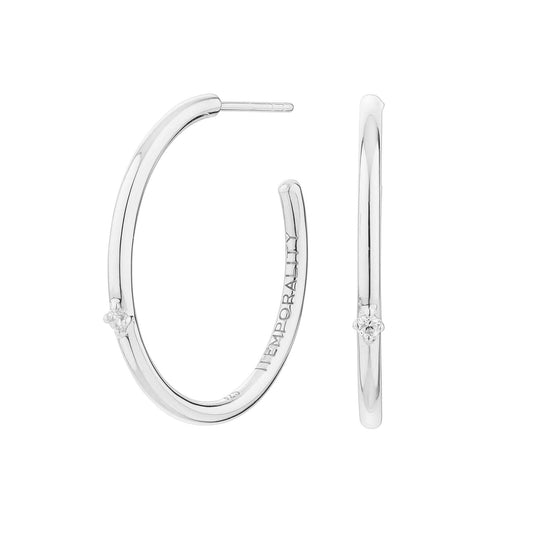 Pendientes de aro de plata con circonita