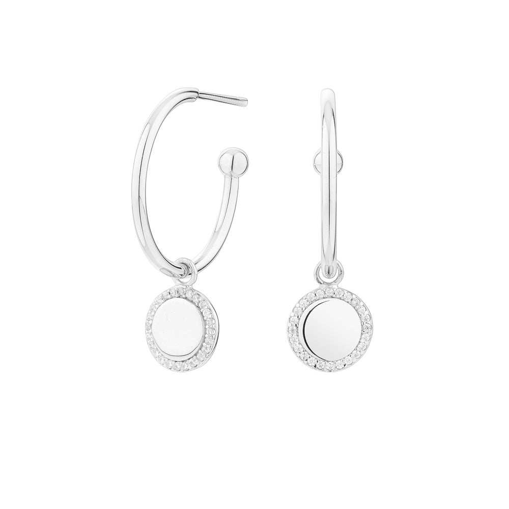 Pendientes Cube Aro Círculo Plata