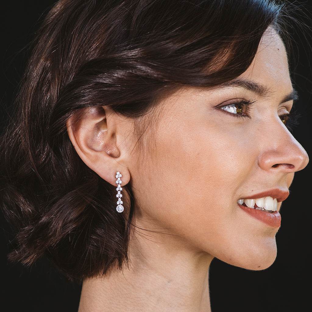 Pendientes de plata de ley 925 y circonitas blancas