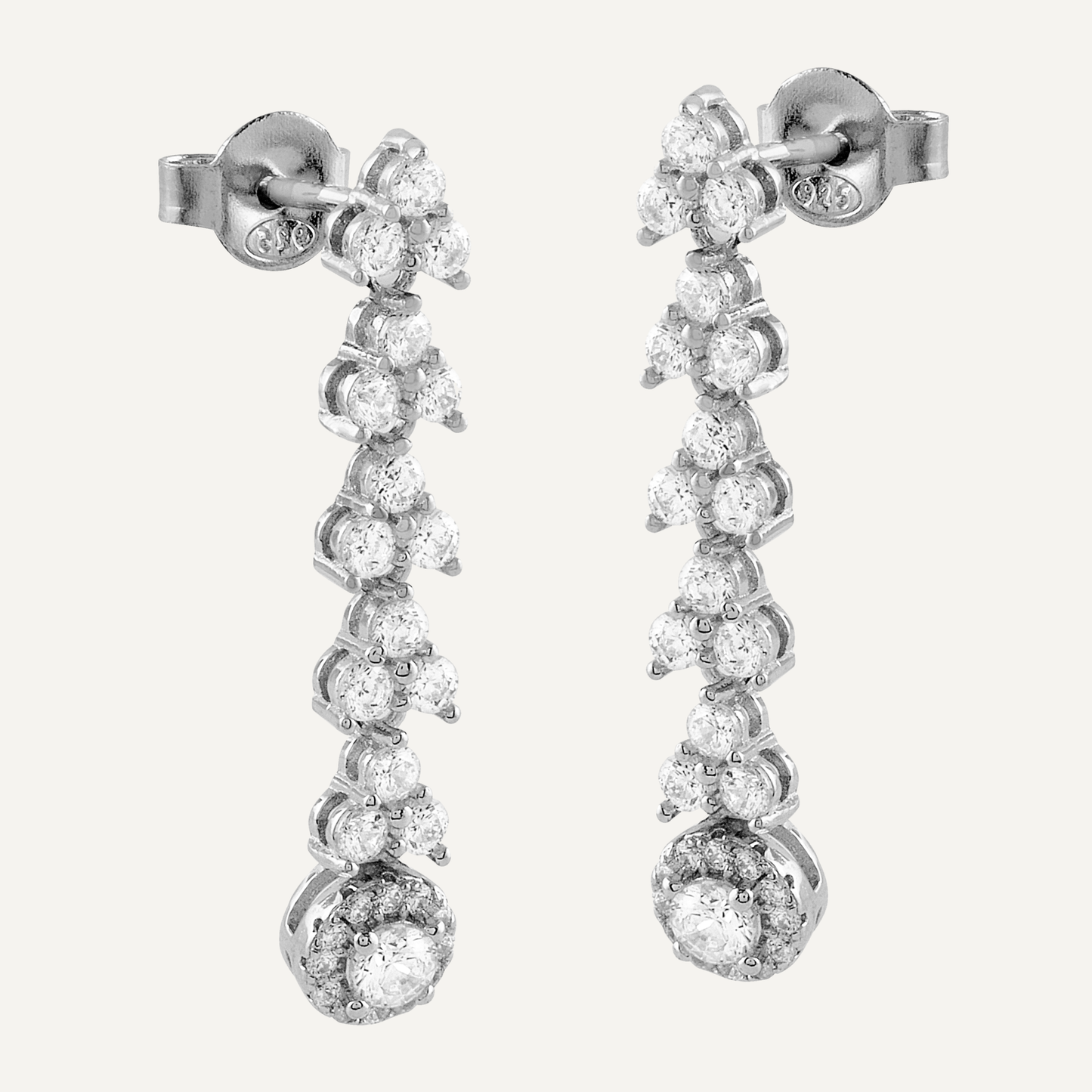 Pendientes de plata de ley 925 y circonitas blancas