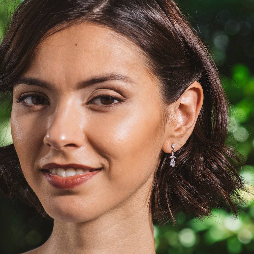 Pendientes de plata con circonitas blancas