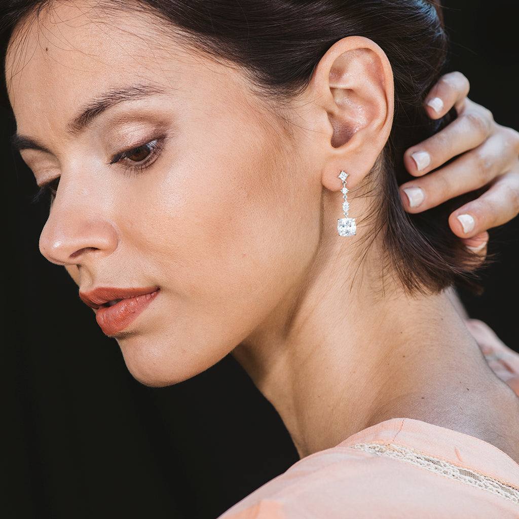 Pendientes de plata de ley 925 con circonita blanca