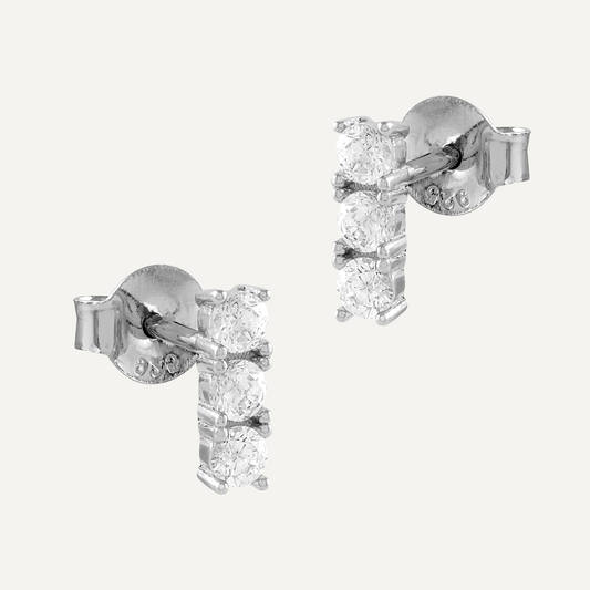 Pendientes Tres Circonitas Plata