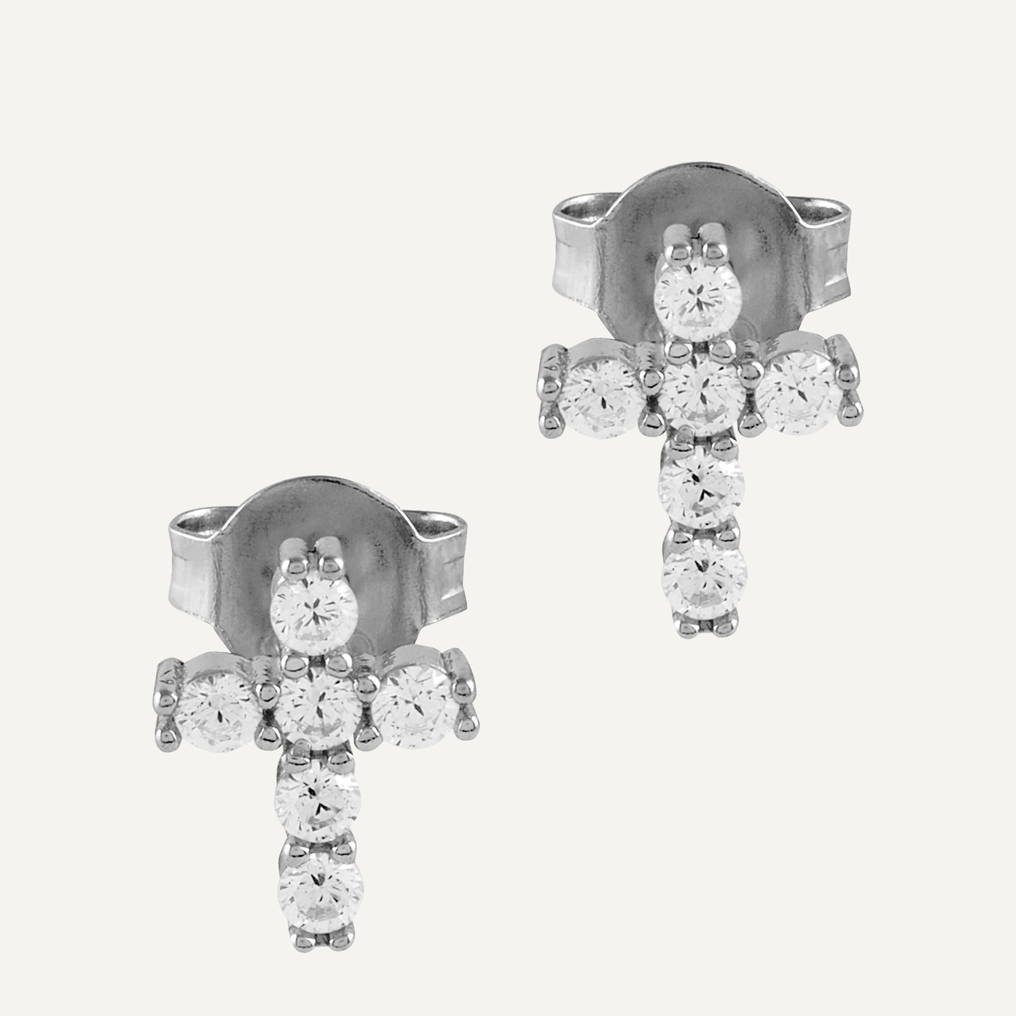 Pendientes Cruz de Plata con Circonitas