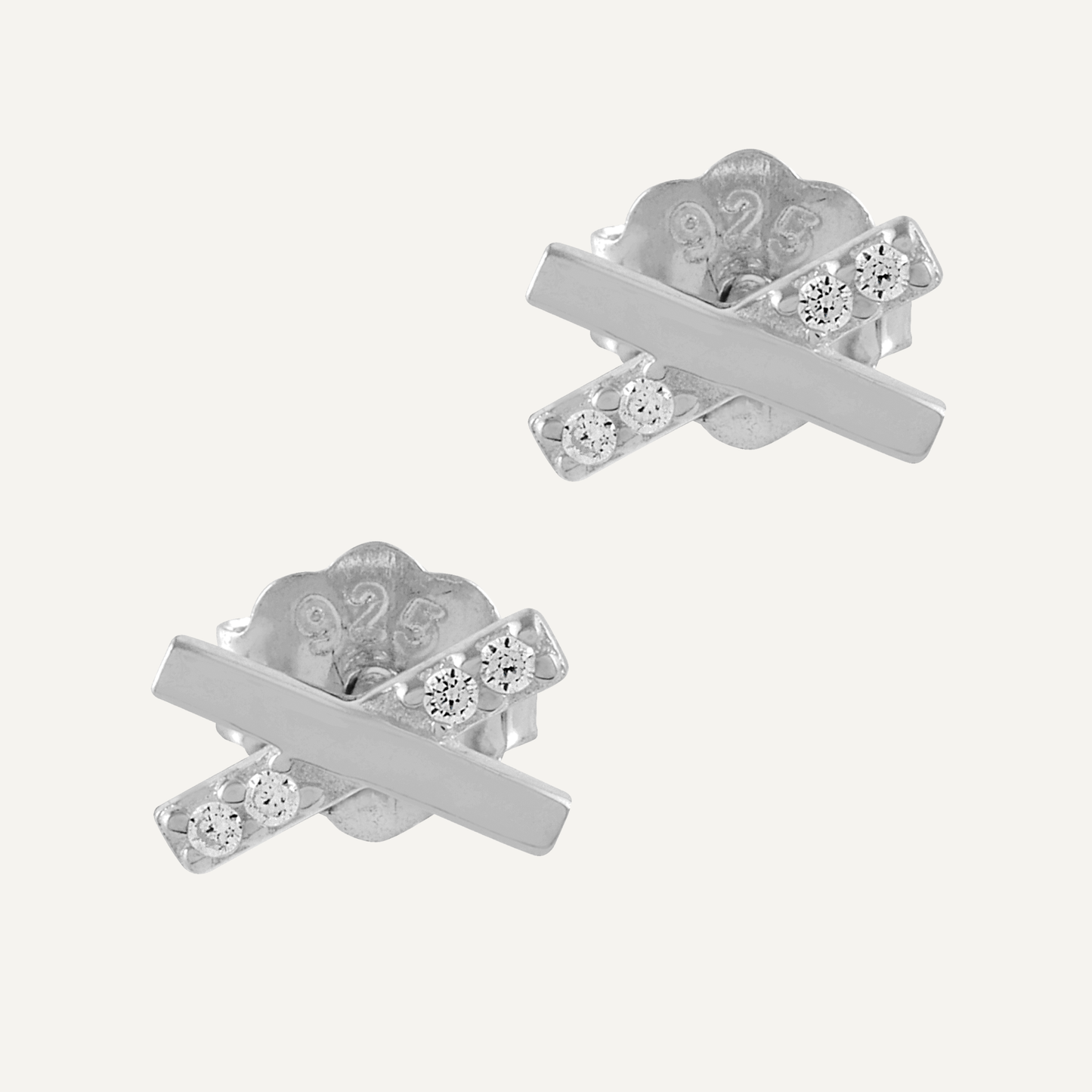 Pendientes Equis de Plata con Circonitas