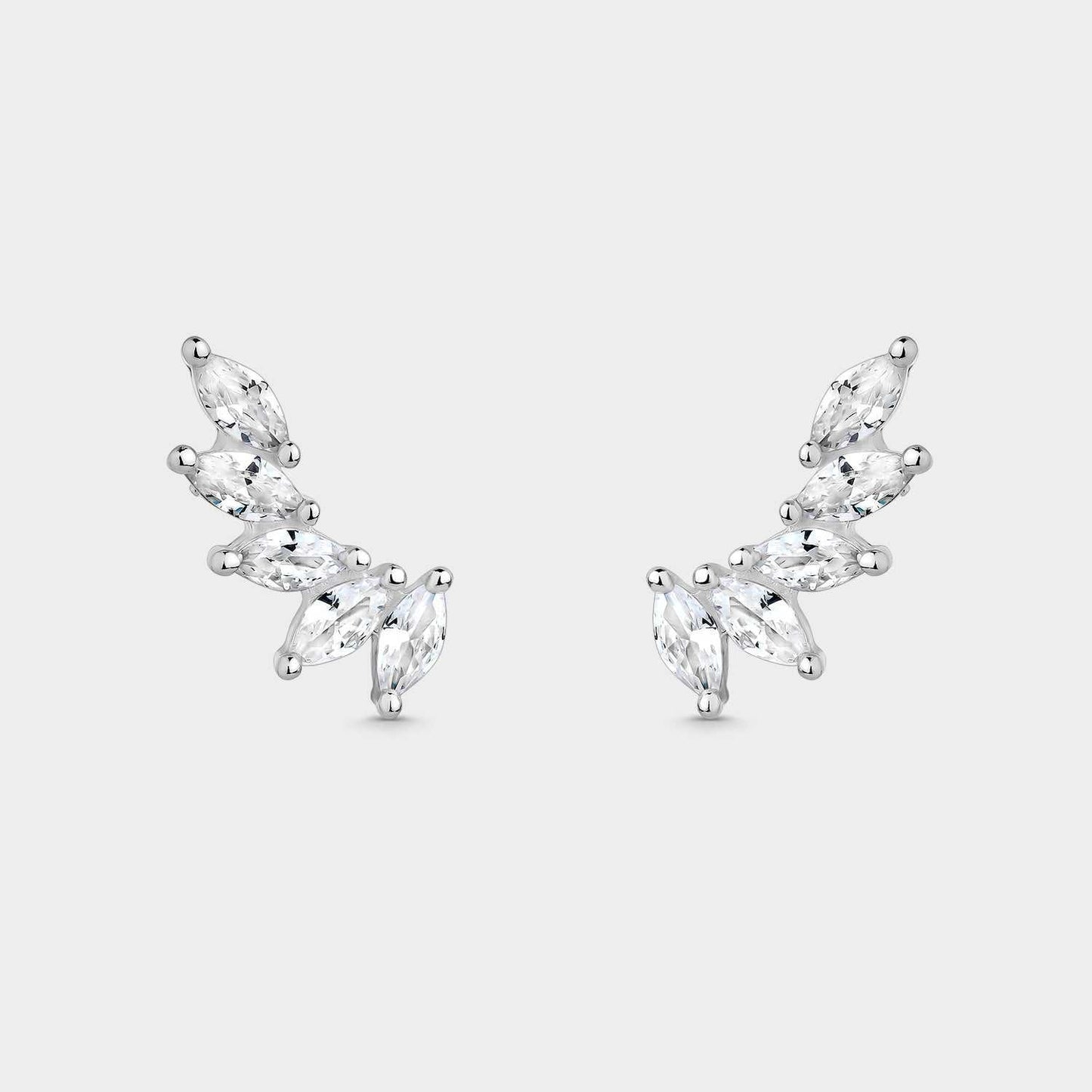 Wing earrings with oval white zircons
