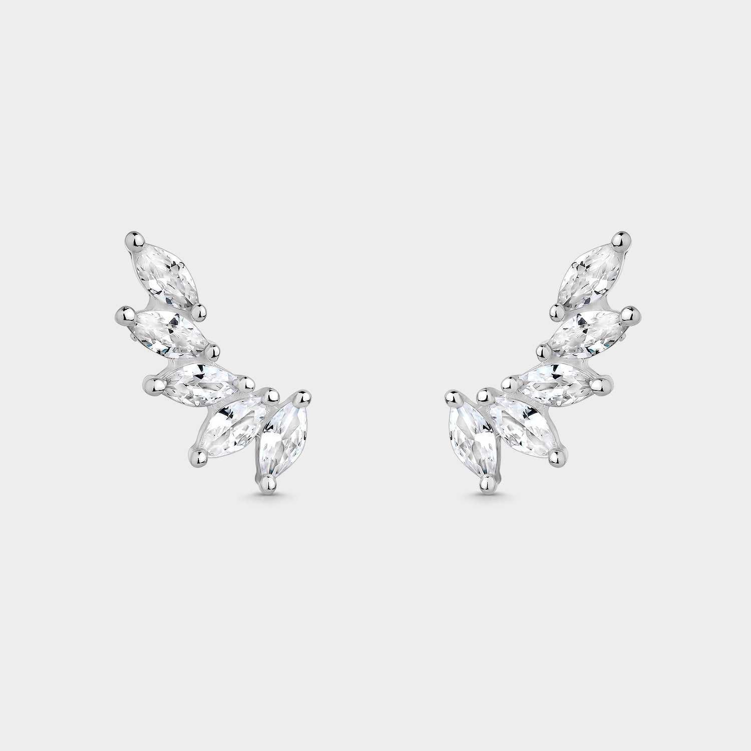 Pendientes ala con circonitas blancas ovaladas
