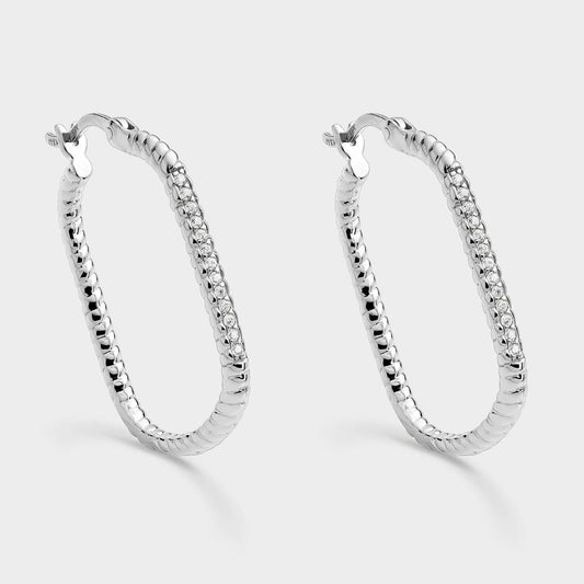 Pendientes criollas forma rectangular y circonitas blancas