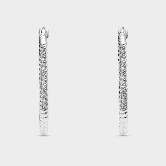 Pendientes criollas forma rectangular y circonitas blancas