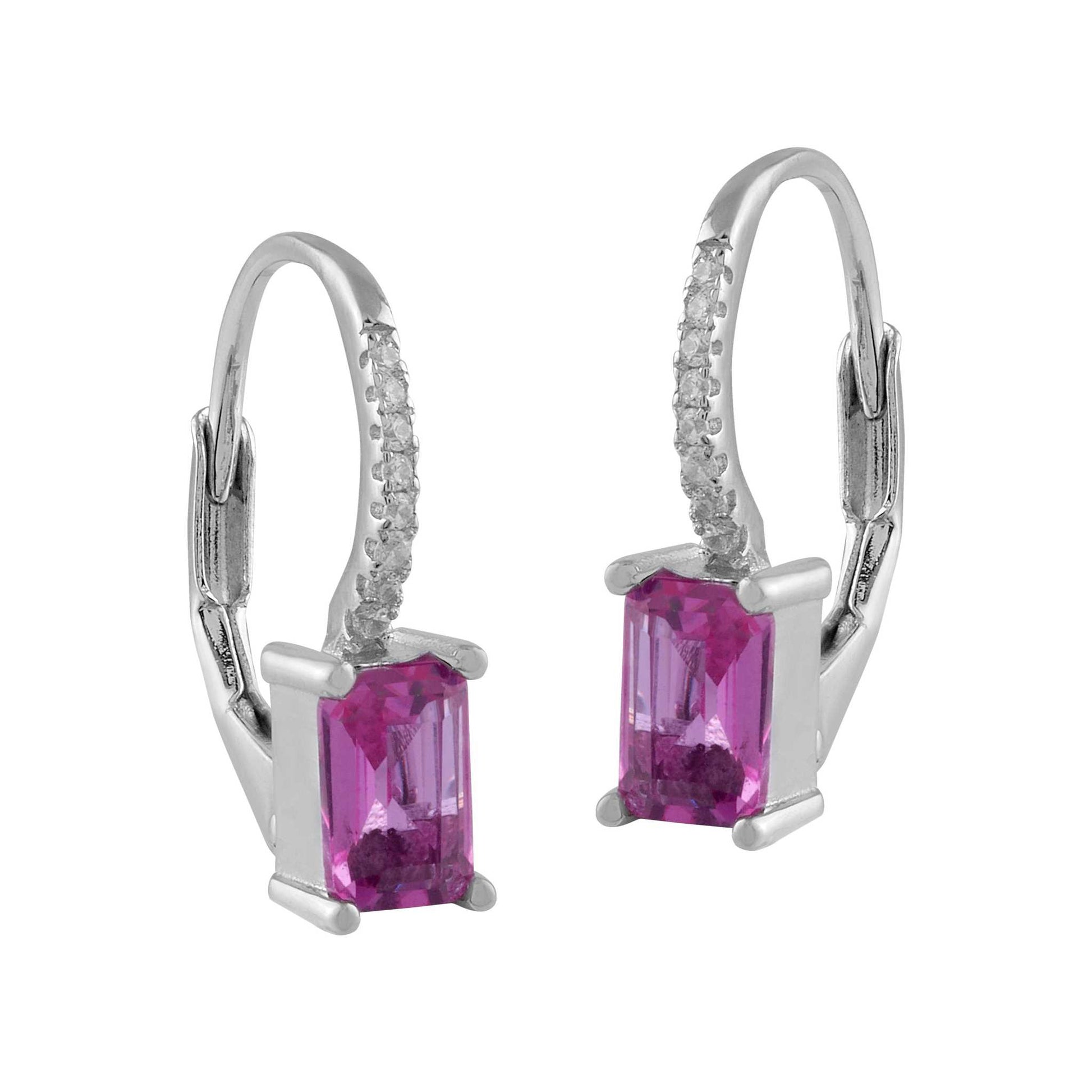 Pendientes aro de plata  con circonita rosa claro y blanca