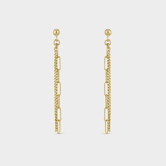 Pendientes eslabones cubanos y rectangulares y colgante