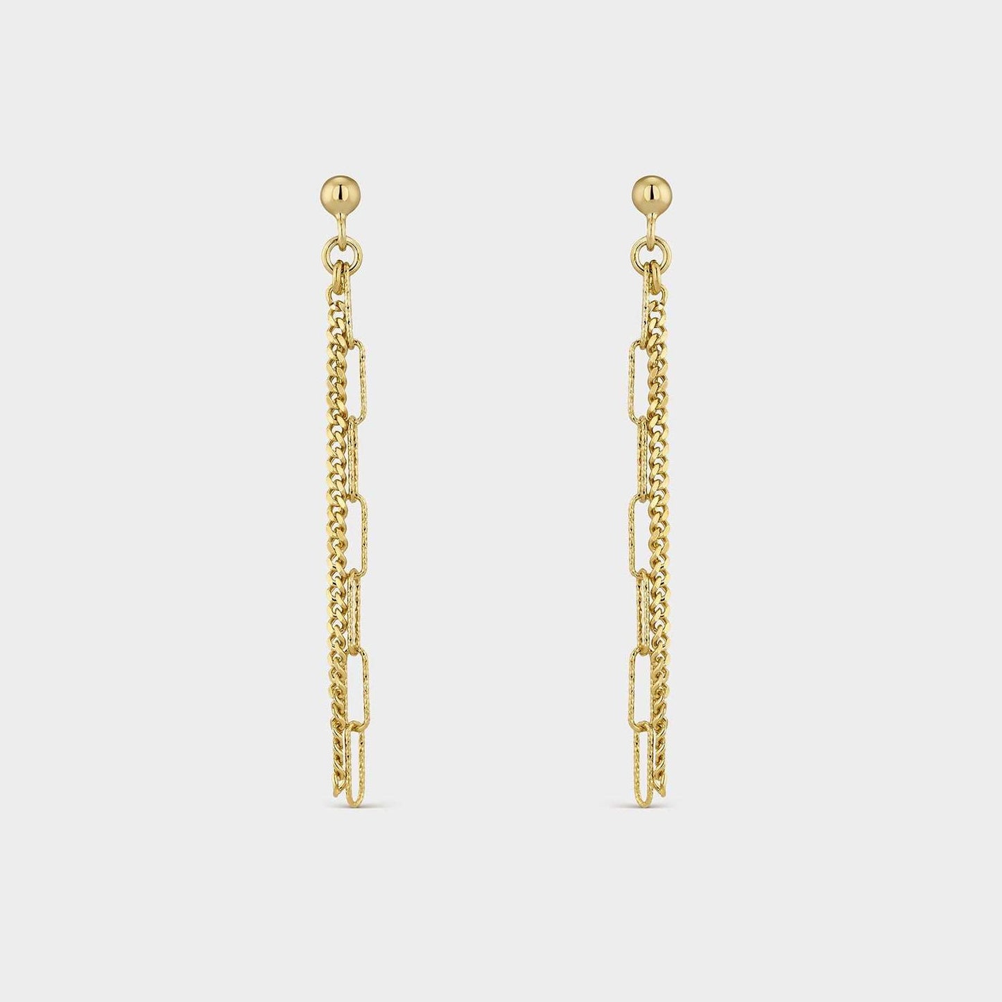 Pendientes eslabones cubanos y rectangulares y colgante