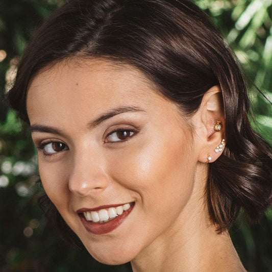 Gold-plated silver and zircon earrings