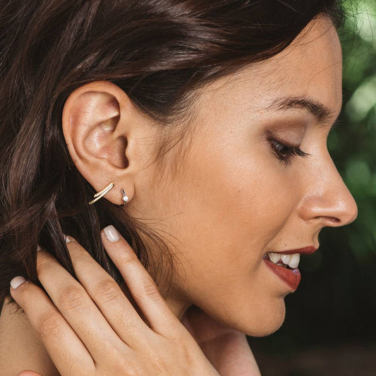 Gold-plated silver and zircon earrings