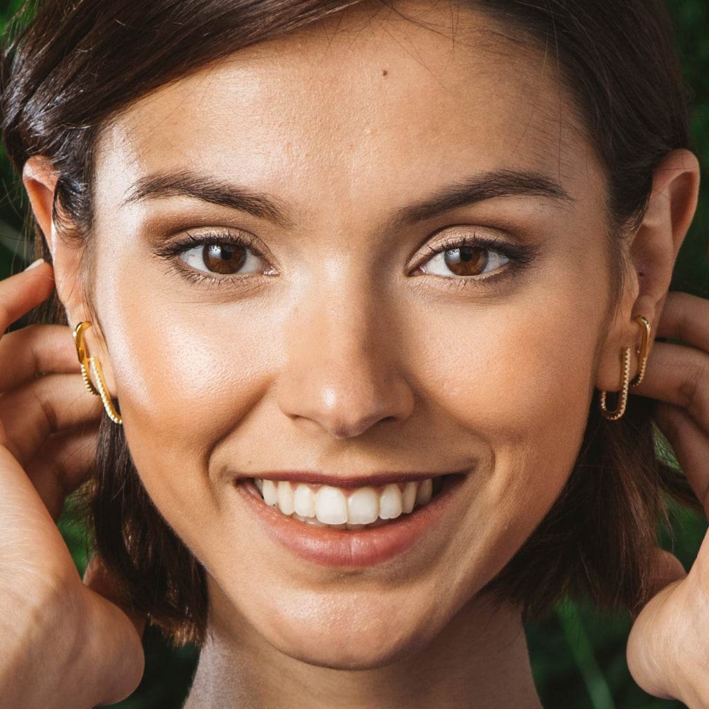 Climber-style silver and zircon earrings