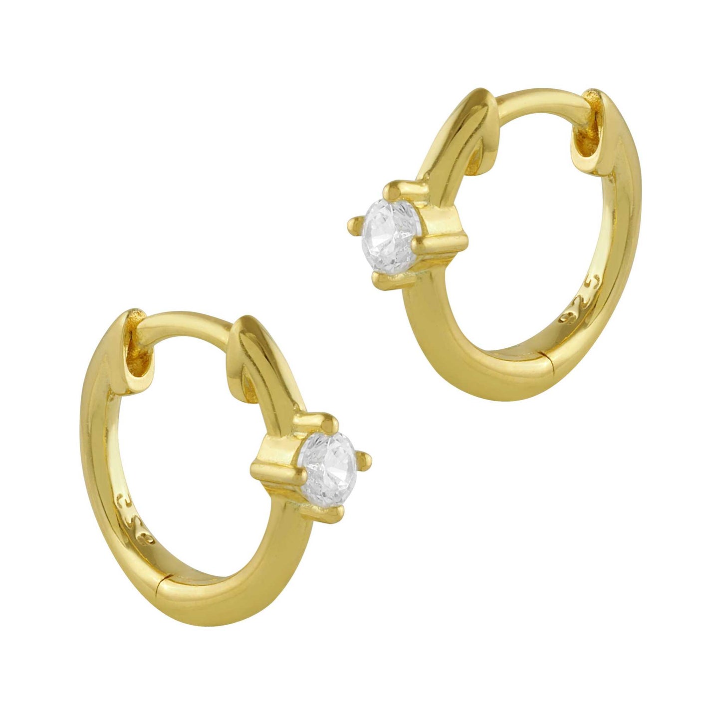 Pendientes criollas de plata y oro con circonitas