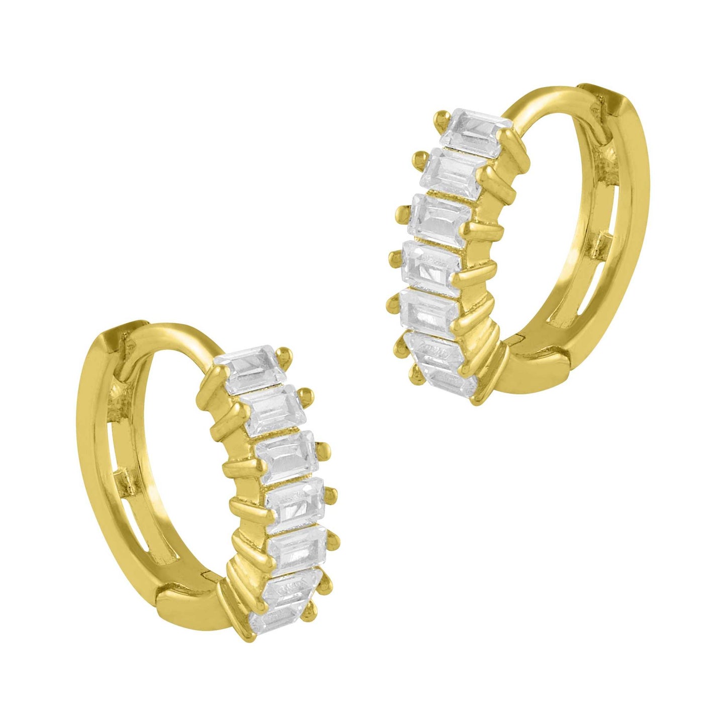 Pendientes criolla de plata y oro con circonitas
