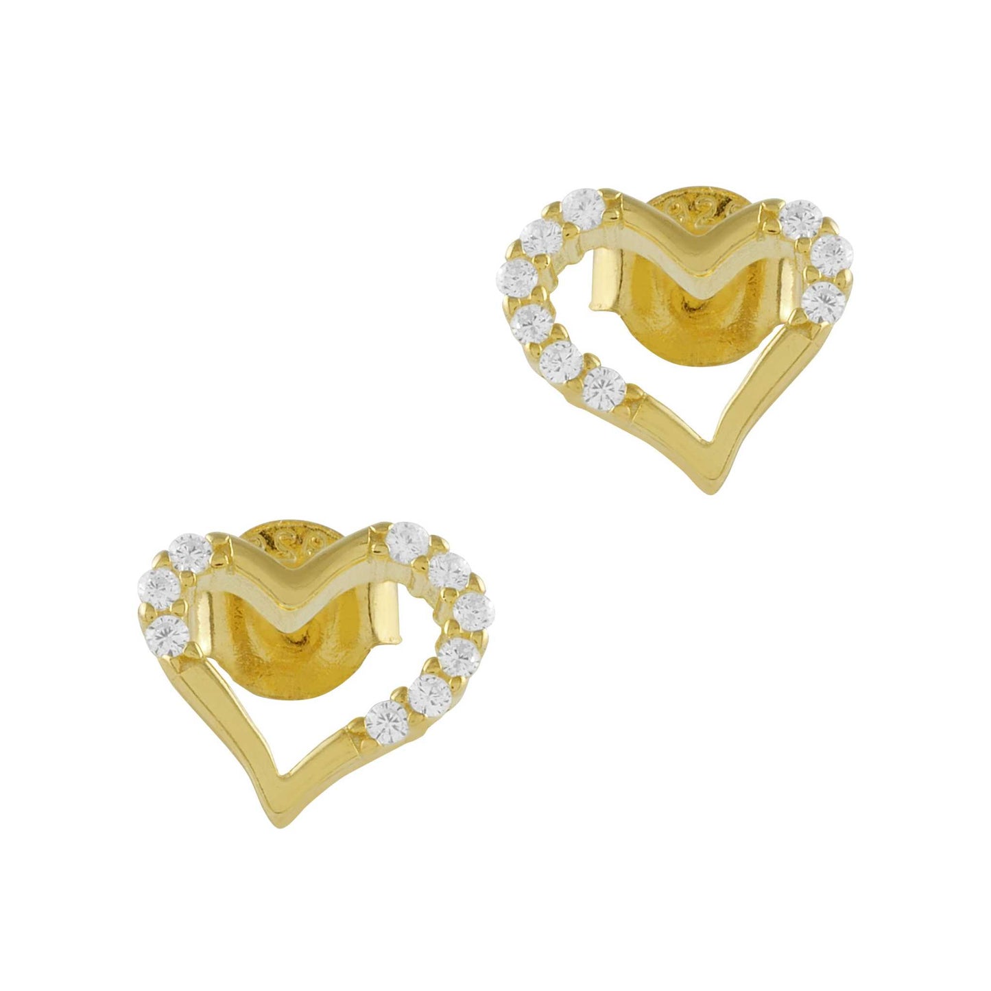 Heart Earrings Silver Gold Zirconia