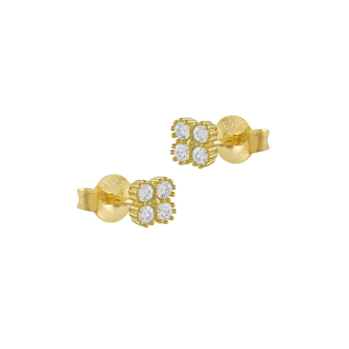 Pendientes Flor de Plata bañados en Oro con Circonitas