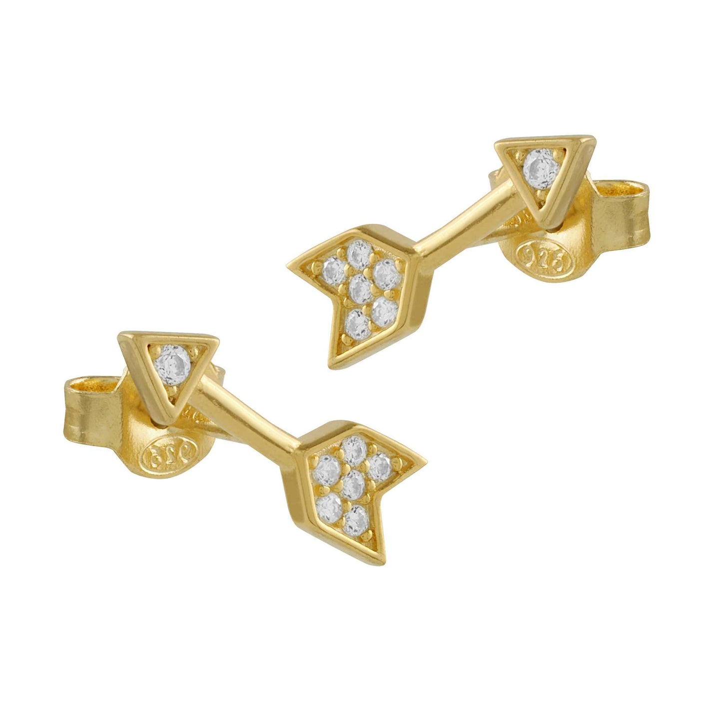 Pendientes Flecha del Amor Plata bañada en Oro con Circonitas