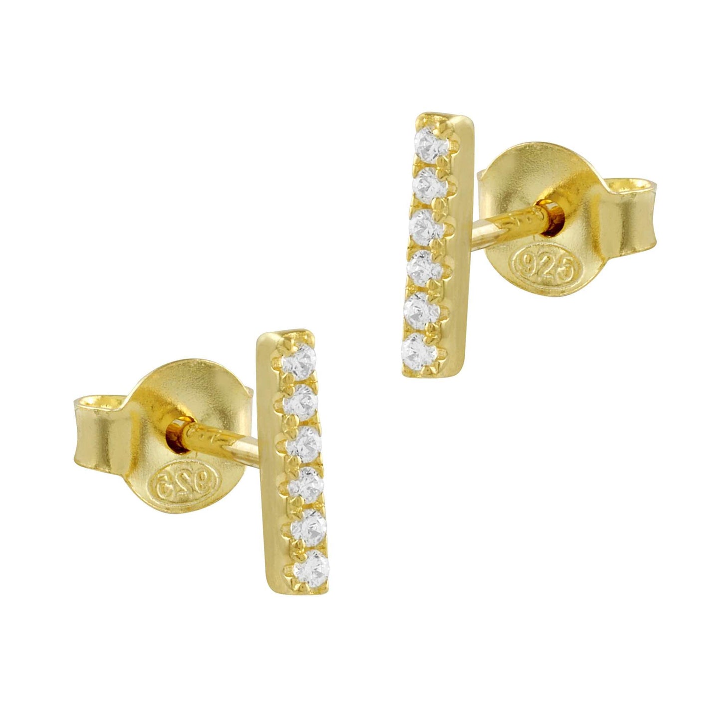 Pendientes Seis Circonitas Plata bañados en Oro