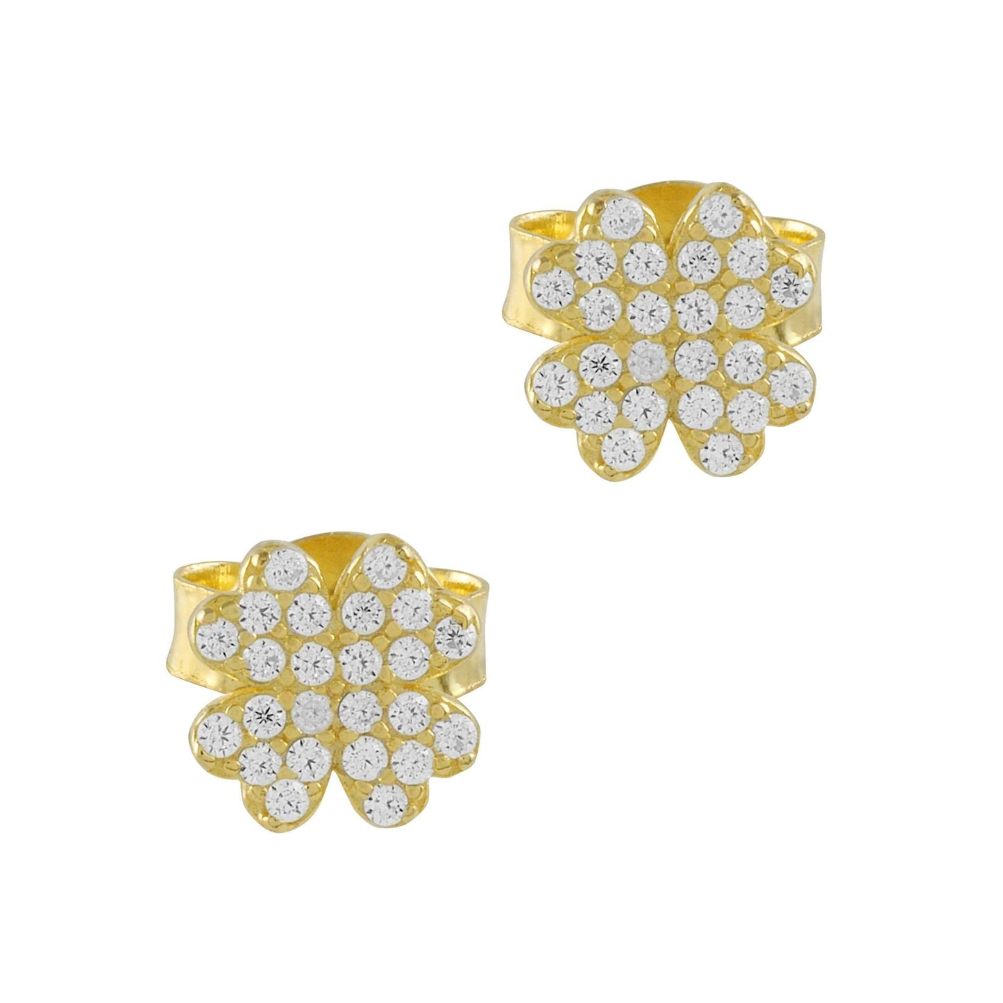 Silver Clover Earrings with Zircons