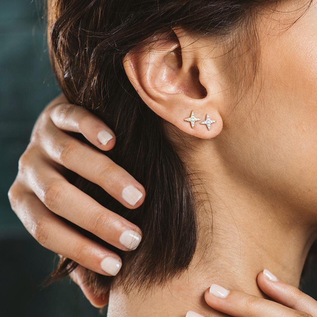 Silver Aspa Earrings with Zircons