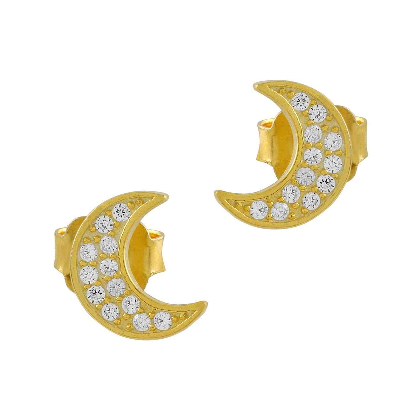 Silver Beveled Moon Earrings