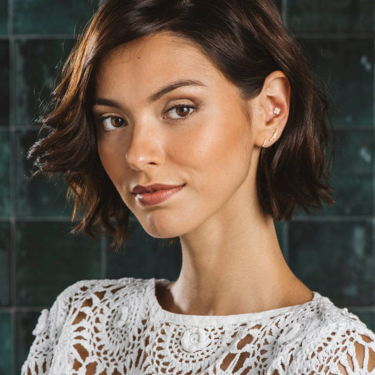 Silver Gold Stela Earrings with Zircons