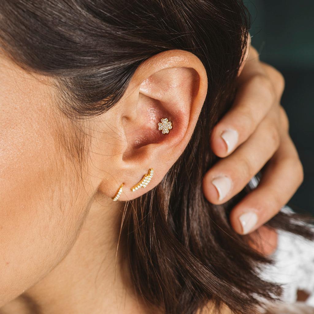 Pendientes Estelas Plata Oro con Circonitas
