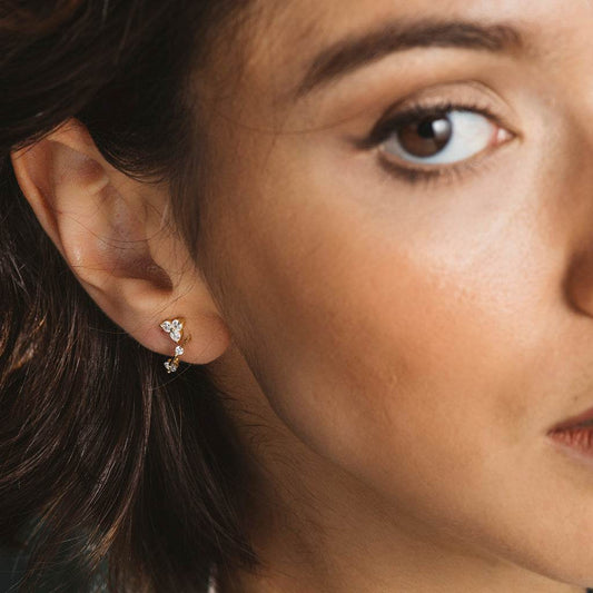 Creole Earrings Zirconia Silver Gold