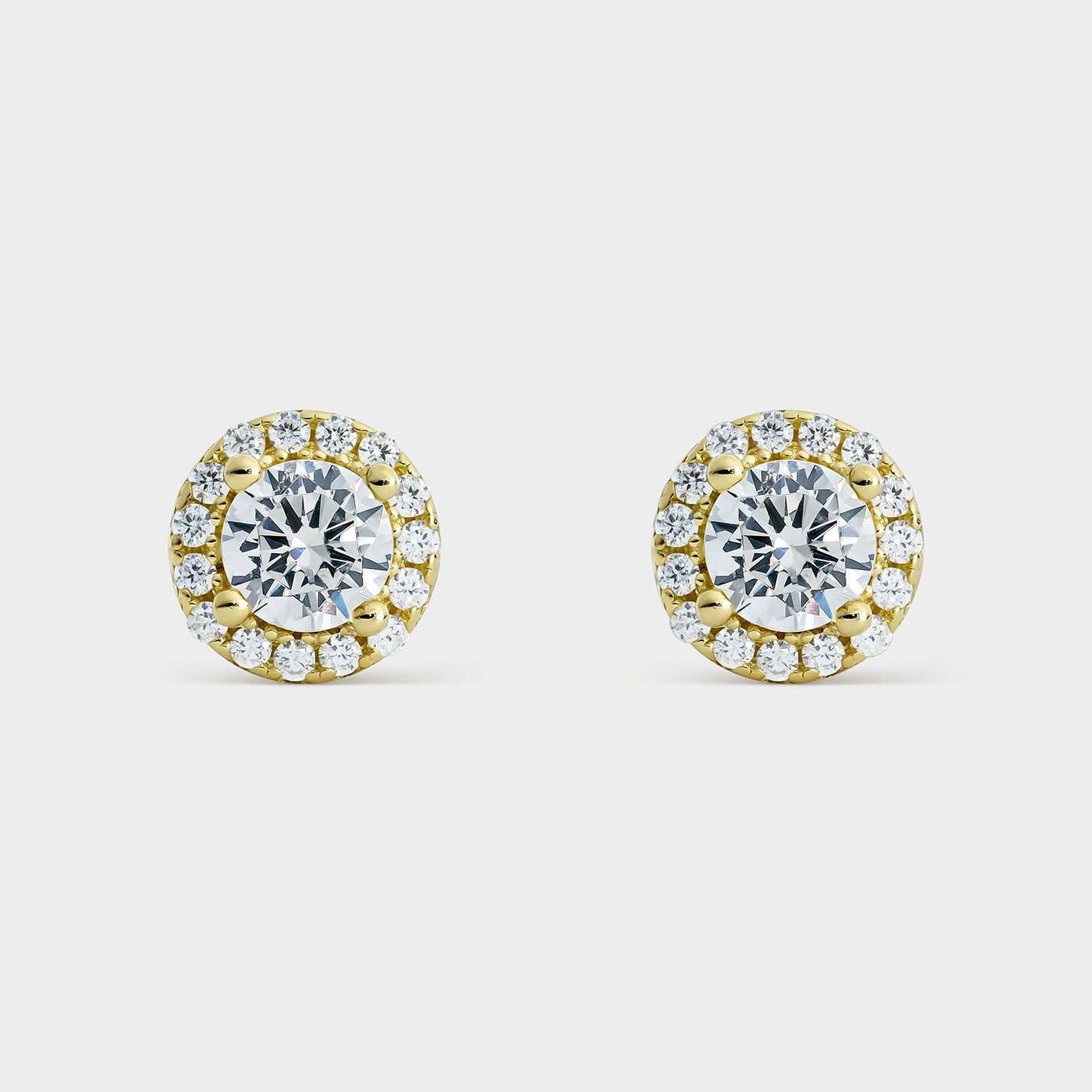 Pendientes esféricos de plata bañada en oro con circonitas
