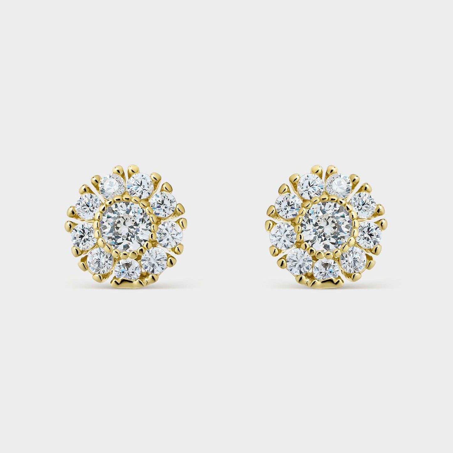 Pendientes flor de plata bañada en oro con circonitas