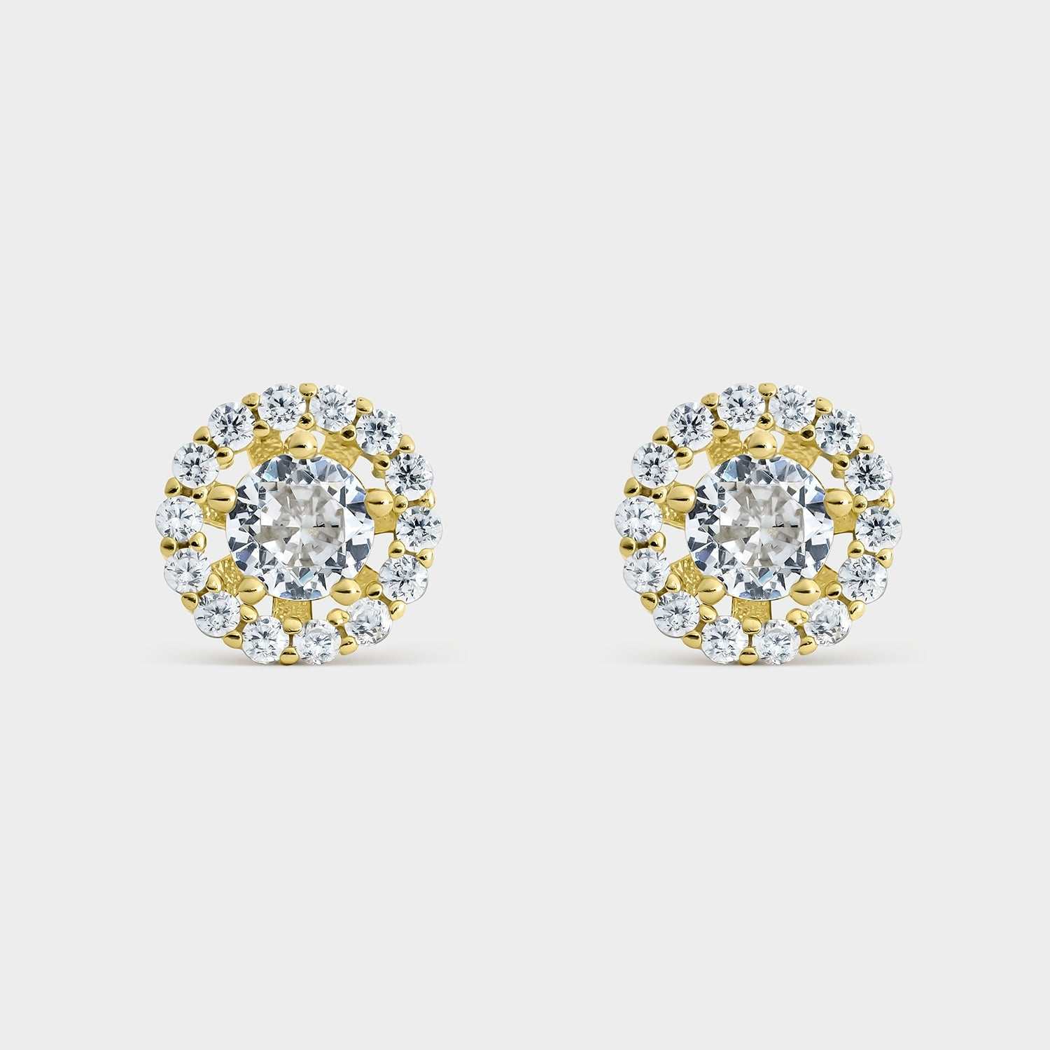 Pendientes desmontables de plata bañada en oro con circonitas en 5 garras