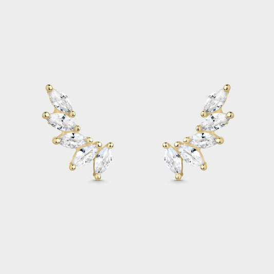 Pendientes ala bañado en, con circonitas blancas ovaladas