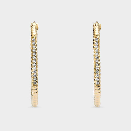 Pendientes criollas baño oro amarillo con circonitas blancas