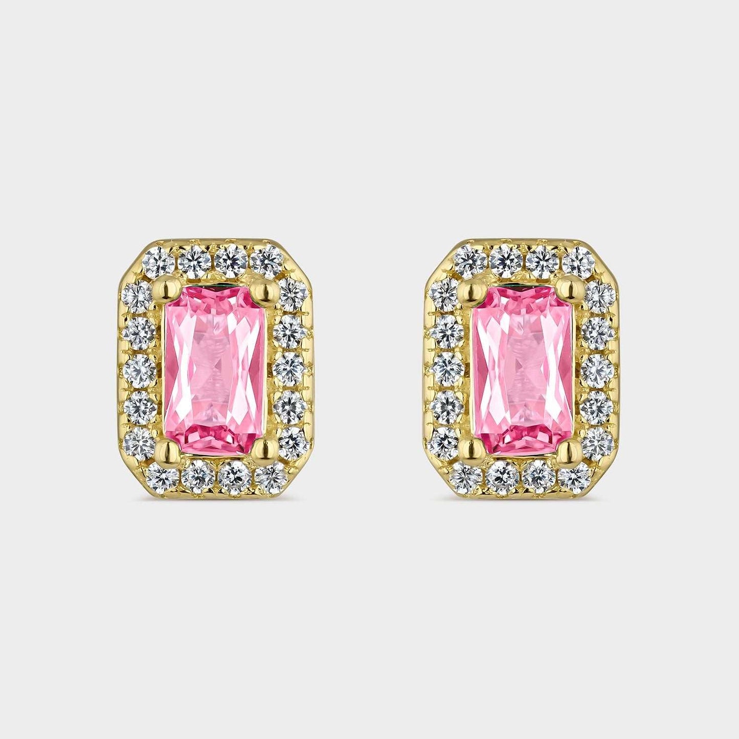 Pendientes circonita rosa oro 18K