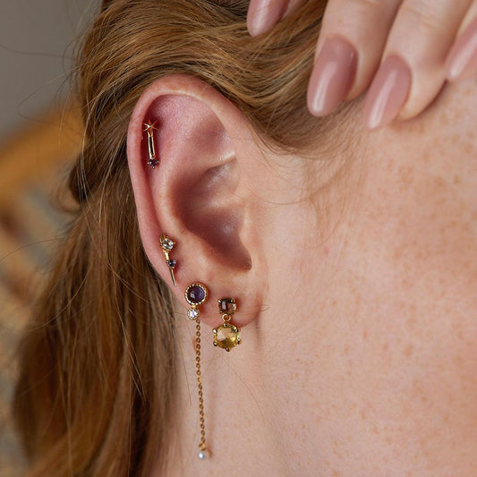 Pendientes largos con piedra lunar e iolita