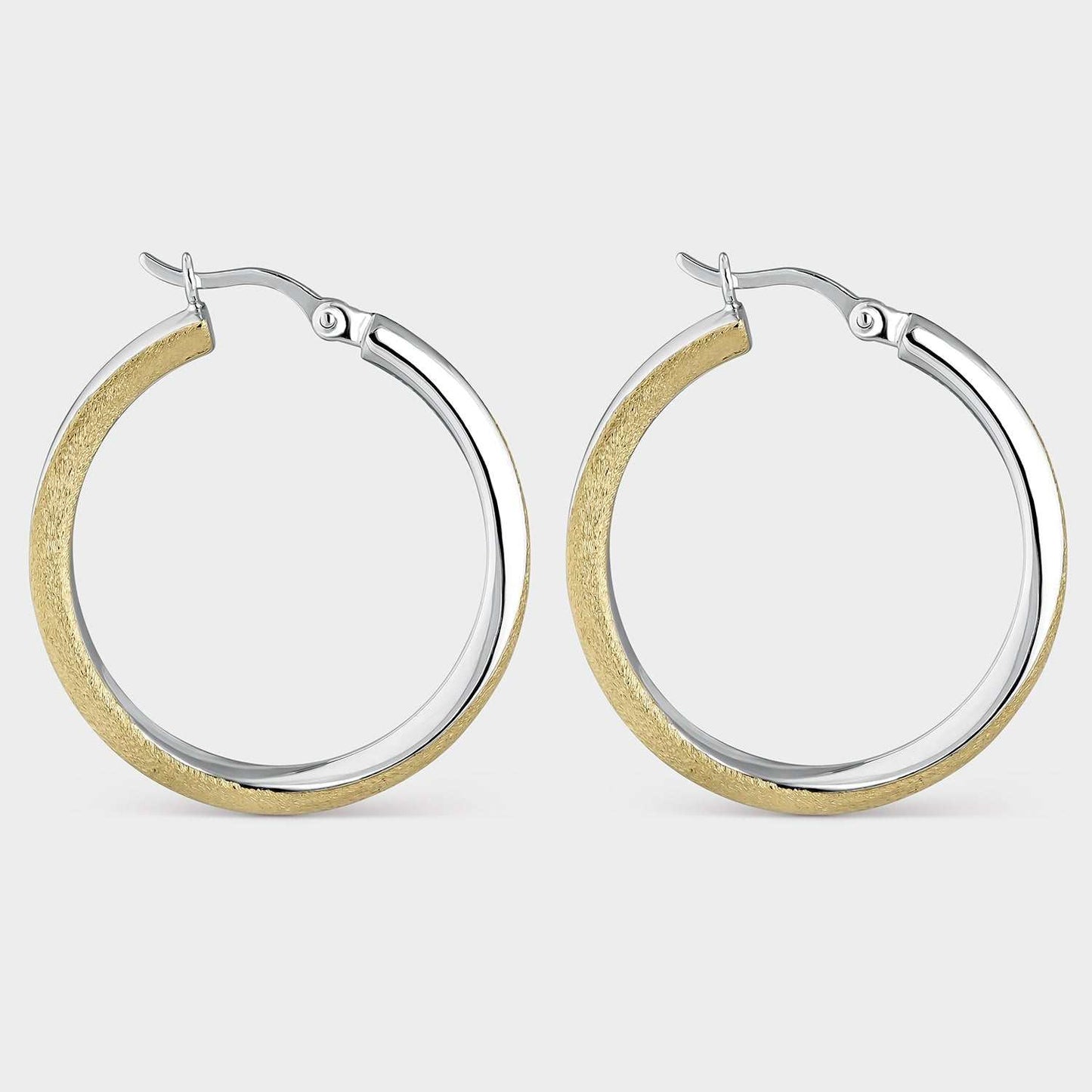 Pendientes bicolor con textura de cepillado