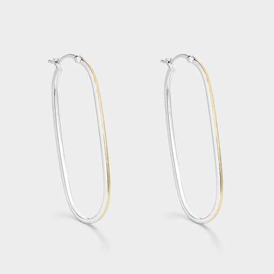 Pendientes aros ovales y alargados bicolor