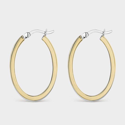 Pendientes bicolor doble aro dos texturas