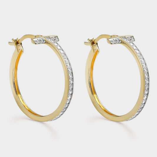 Zweifarbige T-Ohrringe mit weißen Zirkonen