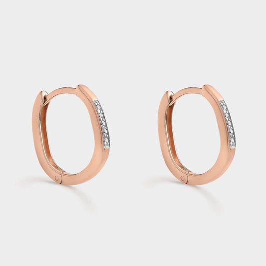 Zweifarbige kreolische Ohrringe mit weißen Zirkonen