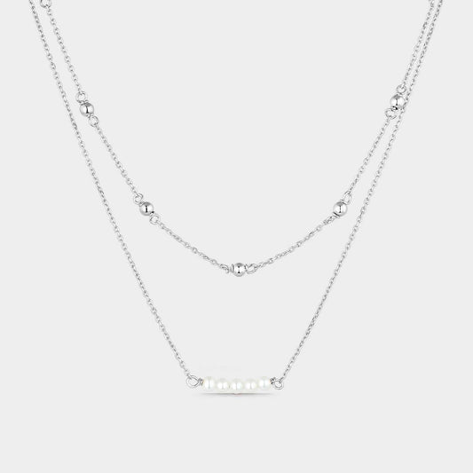 Gargantilla de plata con perla y cadena ajustable