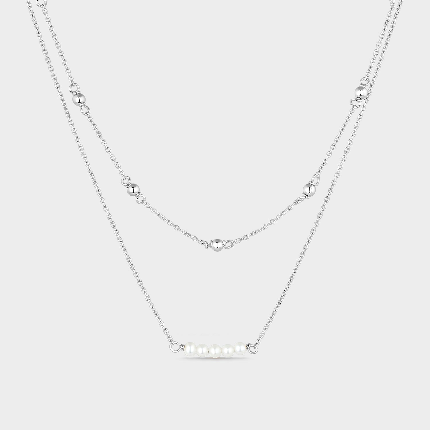 Gargantilla de plata con perla cultivada y cadena ajustable