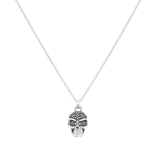 Collar Calavera Plata Negra