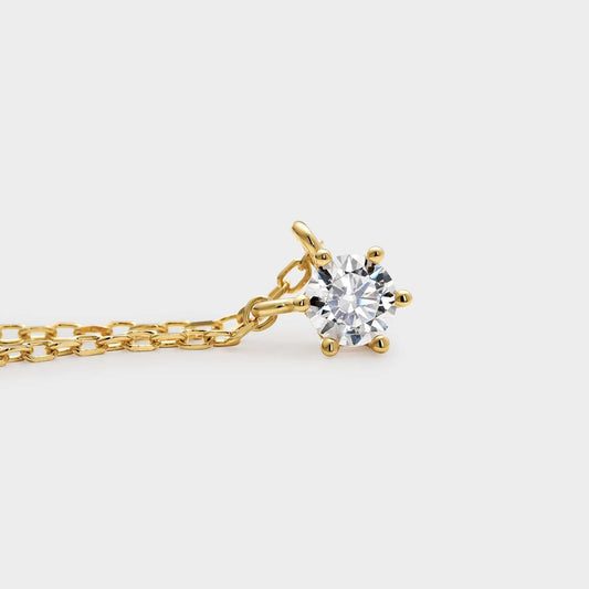 Collar de plata chapado en oro amarillo con circonita de 3,8 mm montado sobre 6 garras