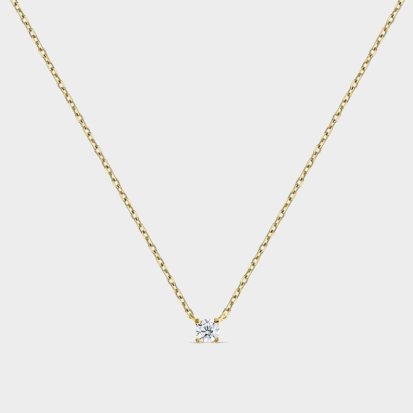 Collar de plata chapado en oro amarillo con circonita de 3,8 mm montado sobre 4 garras