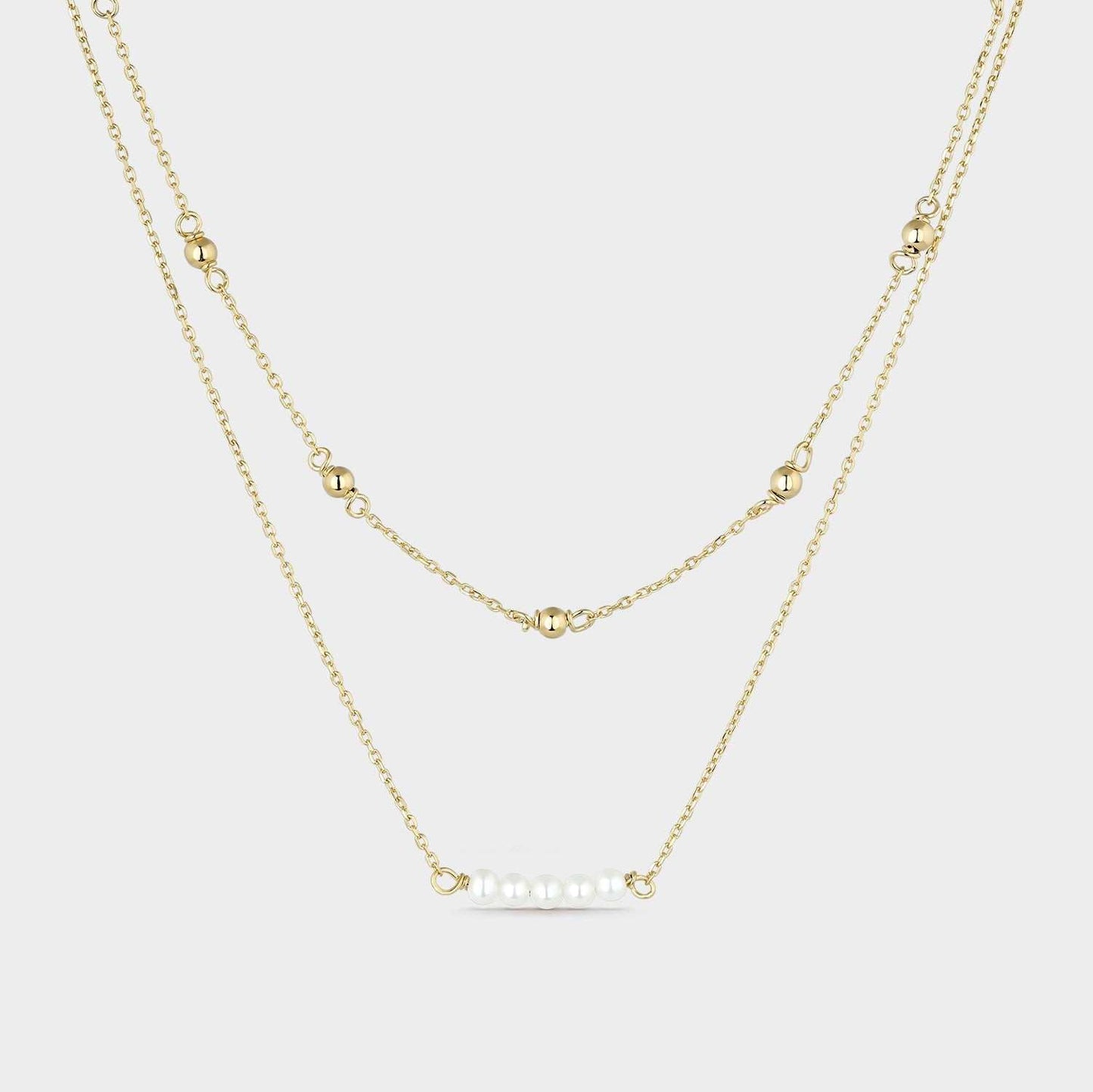 Gargantilla doble cadena plata con perla cultivada