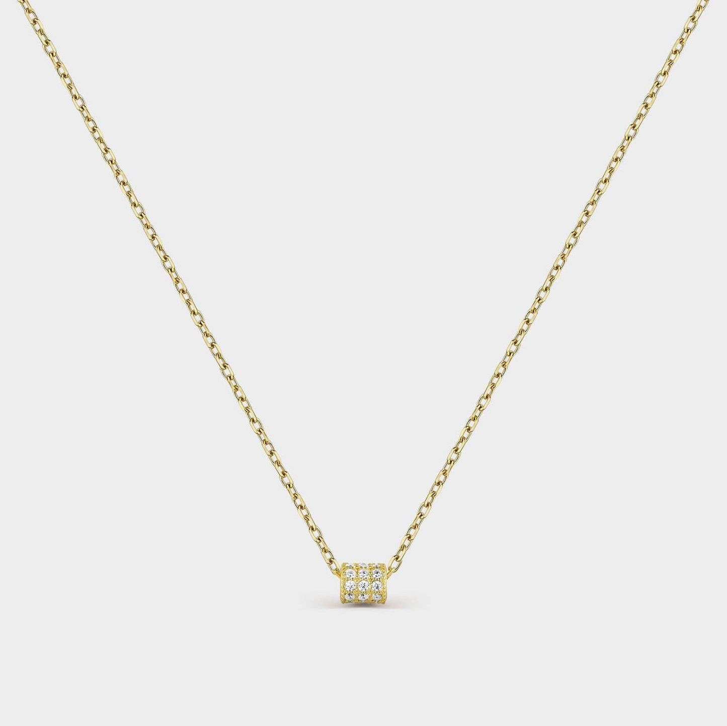 Collar barril baño oro circonitas blancas
